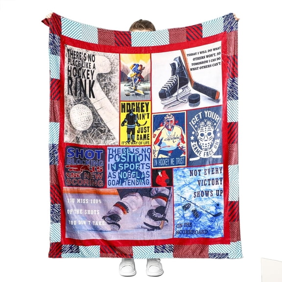 Yibo Hockey Blanket Hockey Gifts for Boys Kids Soft Cozy Hockey Bedding Fleece Hockey Gifts for Men Women Christmas Hockey Gifts for Coach