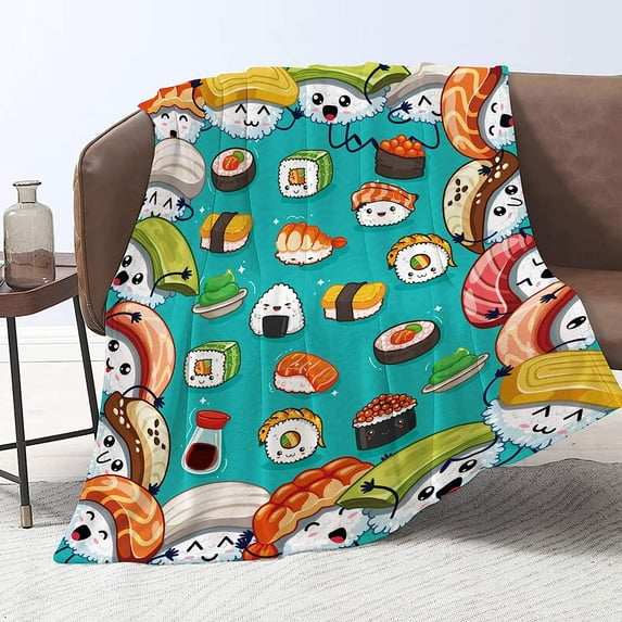 Yibo for Kids Funny Cartoon YiboFood Flannel Blanket Soft Cozy Bed Blanket for Boys Girls Adults Colorful Lightweight Blanket for Home Decor, Couch, Sofa, Travel, Camping