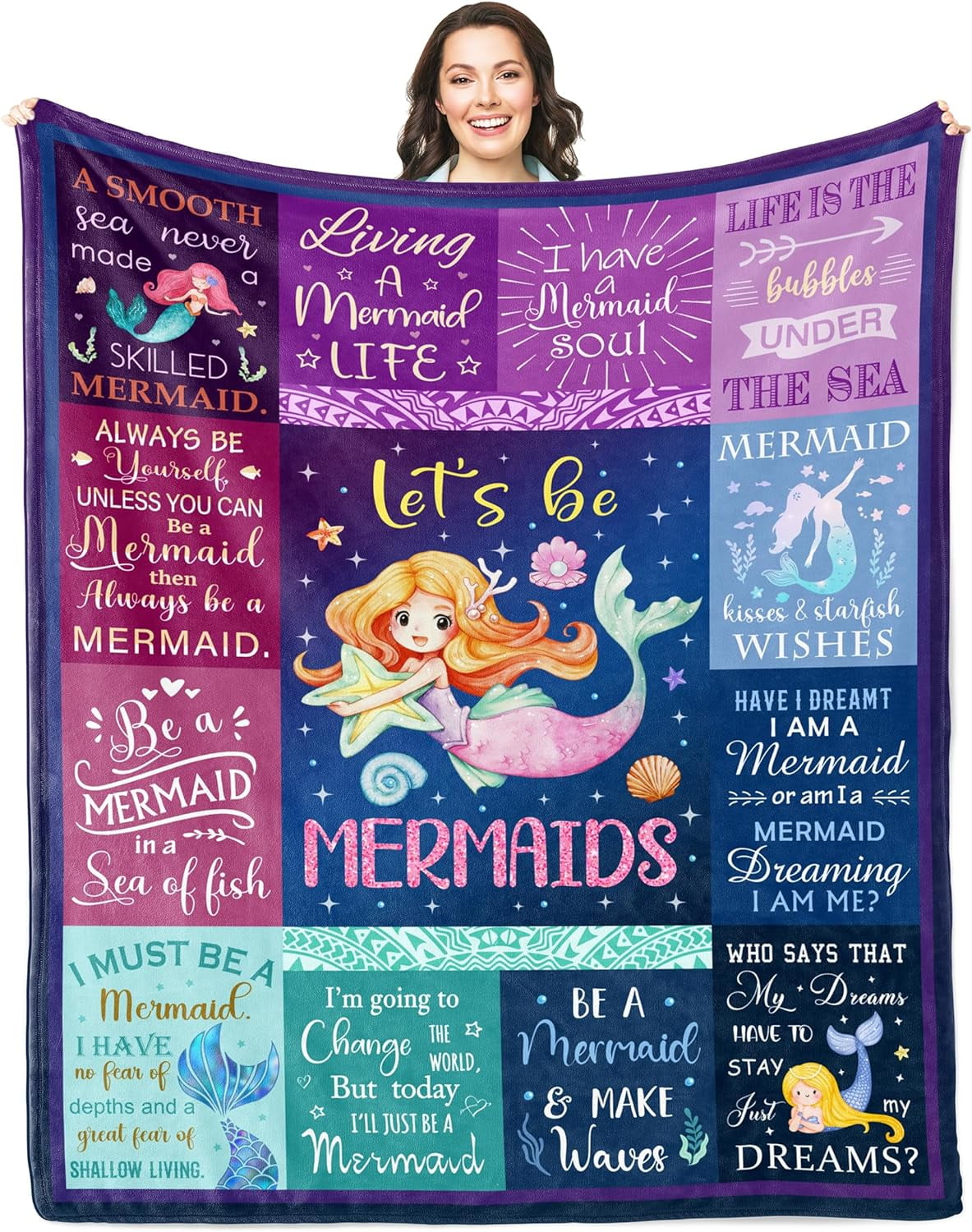 Yibo Mermaid Blanket Mermaid Gifts for Girls/Women The Little Mermaid ...