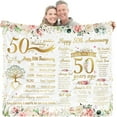thumbnail image 1 of Yibo Merry Carve 75th Birthday Gifts for Women Happy 75th Birthday Decorations Best 75 Year Old Gifts for Grandma Mom Wife Friend Back in 1949 Birthday Gift Ideas Throw Blanket, 1 of 7