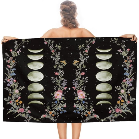 Yibo Moon Floral Beach Towels Watercolor Farmhouse Sunflower Spring Nature Outer Space Sauna Beach Gym