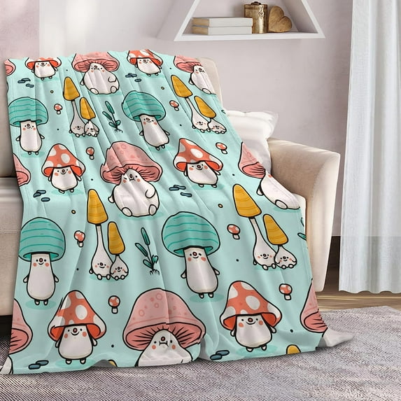 Yibo Mushroom Blanket Mushroom Gifts for Women Soft Cozy Flannel Mushroom Blanket Mushroom Cottagecore Stuff Gifts for Mushroom Lovers Couch Bedding Decor