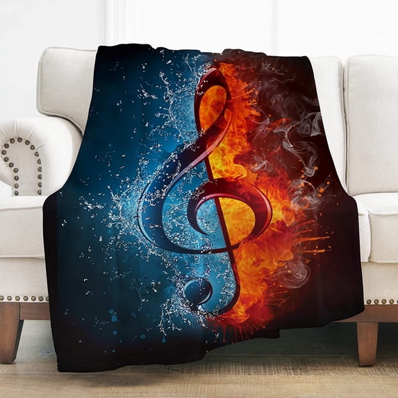 Yibo Music Blanket Gifts for Women Girls Men Abstract Piano Music Note Decoration for Home Bedroom Living Room Chair Sofa Soft Comfortable Lightweight Blankets Black