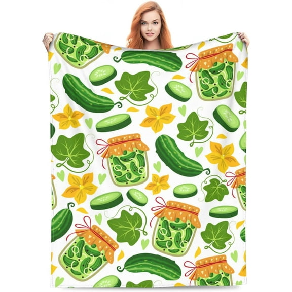Yibo Pickle Blanket Gifts for Women Girls Boys Soft Flannel Cozy Warm Lap for Kids Adults Funny Pickle Blanket Quilt for Pickle Lovers Couch Bed Birthday Decorations Christmas Decor