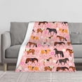 thumbnail image 1 of Yibo Pink Cartoon Horse Blanket Flannel Soft and Comfortable Anti-static Bed Sofa Blanket, 1 of 9