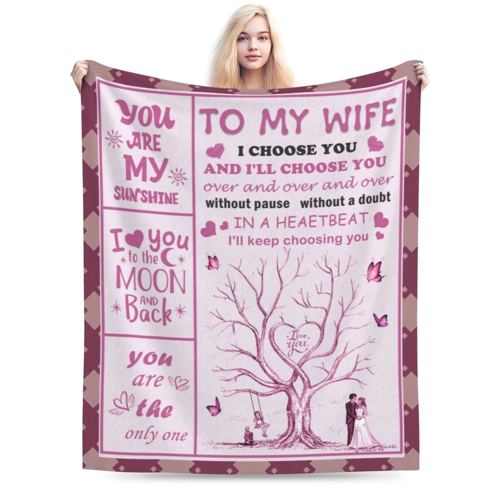 Yibo Pink Love Tree Branch Blanket The Best Gift For Wife Wedding