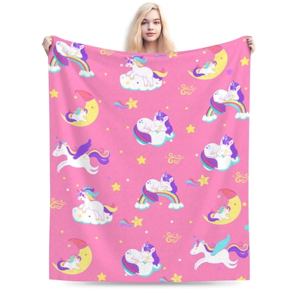 Yibo Pink Moon Unicorn Blanket Cute Blanket For Girls The Best Gift For Girls Birthday Gift Valentine'S Day Gift Sofa Blanket
