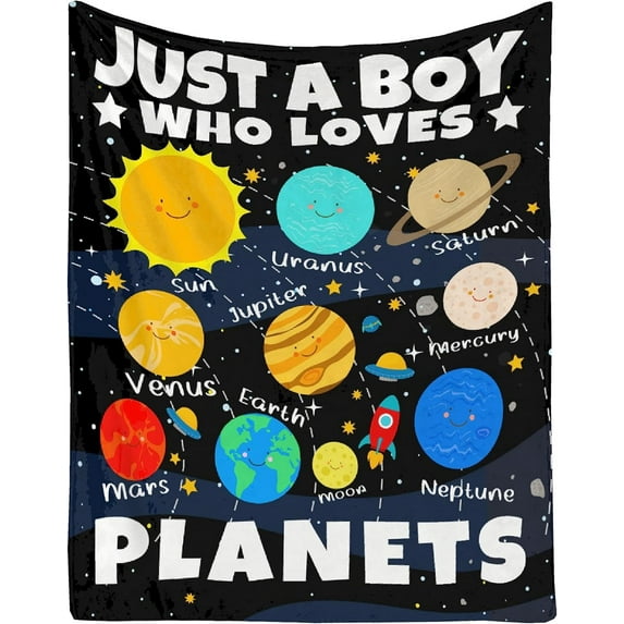 Yibo Planets Space Gift for Kids Blanket Flannel Soft and Comfortable Anti-static Bed Sofa Blanket