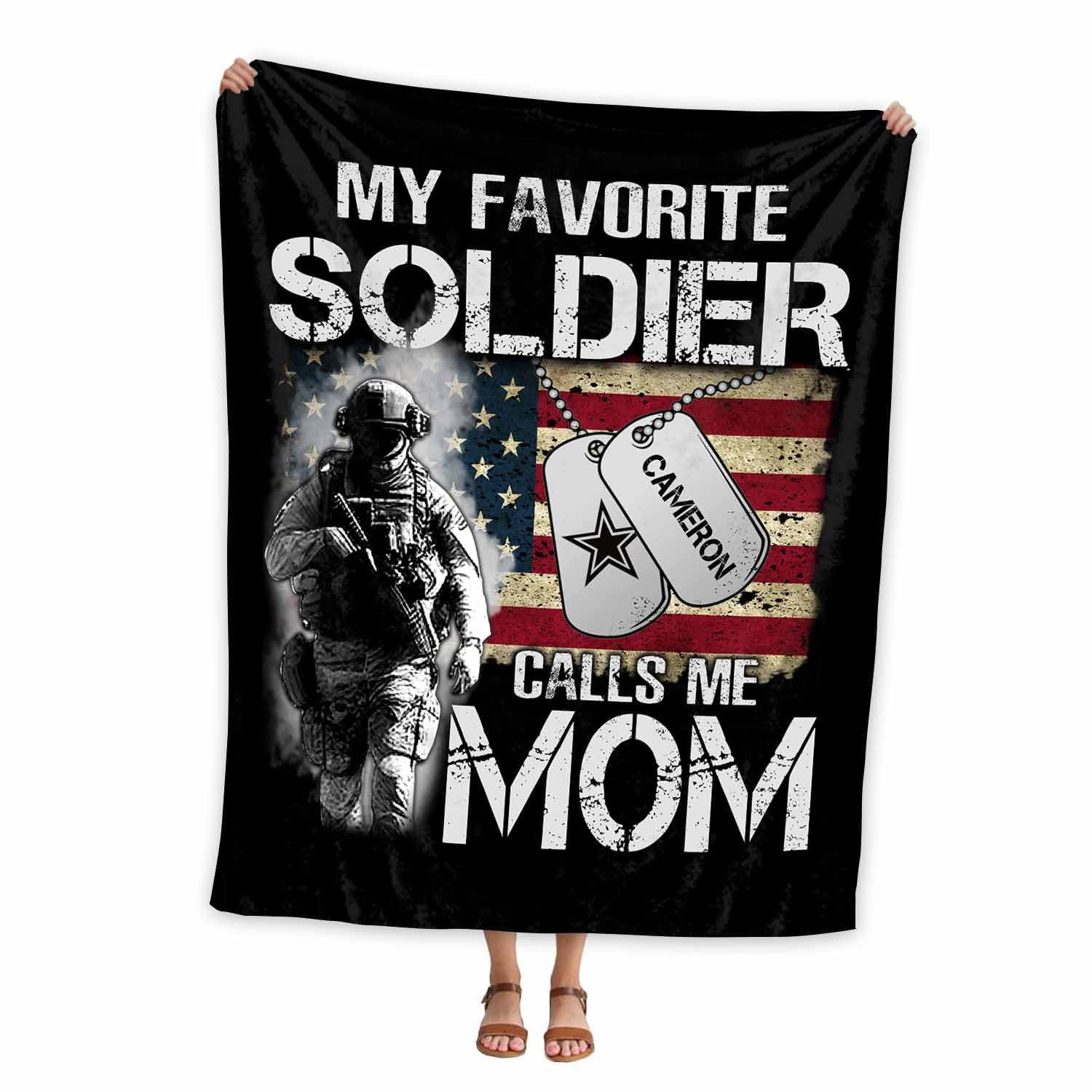 Yibo Proud Army Mom Blanket My Favorite Soldier Calls me Mom Dad
