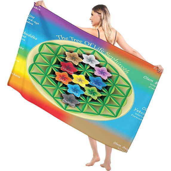 Yibo Rainbow Beach Towel,Retro Plaid Design Squares Rainbow Colored,Ultra Soft Super Water Absorbent Multi-Purpose