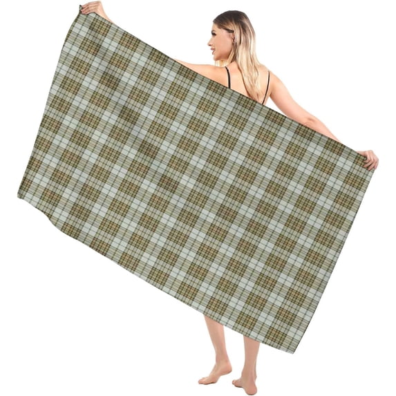 Yibo Rainbow Beach Towel,Retro Plaid Design Squares Rainbow Colored,Water Absorbent Multi-Purpose Beach Throw