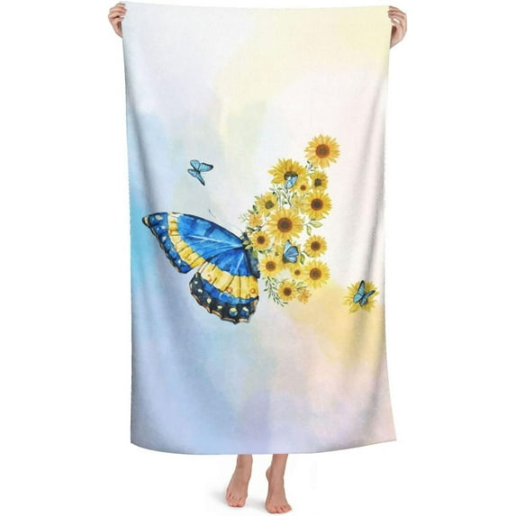 Yibo Rustic Daisy Flower Beach Towel ,Vintage Wood Board Quick Dry Lightweight Towel for Bathroom Swimming Sports Gym