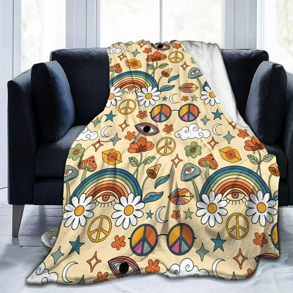 Yibo Sage Green Leaf Vintage Floral Blanket Flannel Soft and Comfortable Anti-static Bed Sofa Blanket