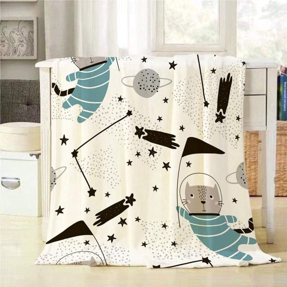 Yibo Seamless Hand Drawn Pattern Blanket Flannel Soft and Comfortable Anti-static Bed Sofa Blanket
