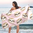 thumbnail image 1 of Yibo Sloth Pink Beach Towel Thick Quick Drying Lightweight for Travel Women Men, 1 of 7