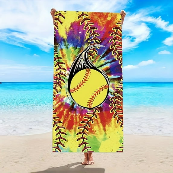 Yibo Softball Print Soft Beach Towel Quick Drying Perfect For Outdoor Beach Travel Swimming Gym Yoga
