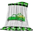 thumbnail image 1 of Yibo St.Patrick's Day Flannel Blankets Truck With Green Shamrock Blankets Soft Lightweight Bed Blanket Cozy Microfiber Buffalo Check Plaid Blanket for Home Spring Holiday Decoration, 1 of 7