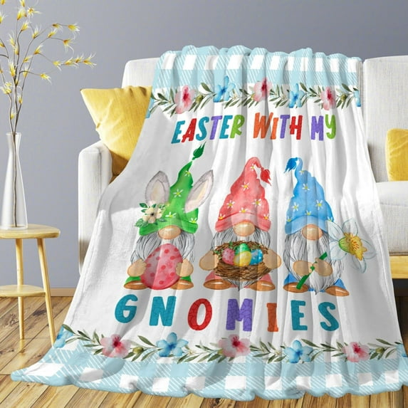 Yibo St.Patrick's Day Gnome Blanket Gifts for Adults Women Soft Warm Flannel Blanket for Couch Bed Travel for Family