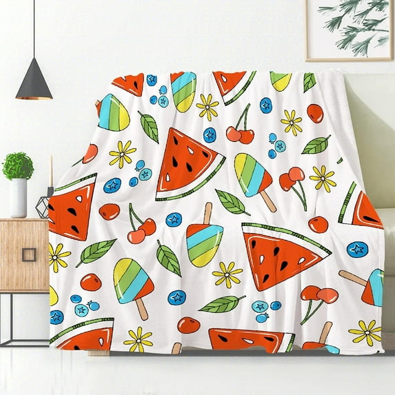 Yibo Strawberry Cartoon Blanket Flannel Soft and Comfortable Anti-static Bed Sofa Blanket