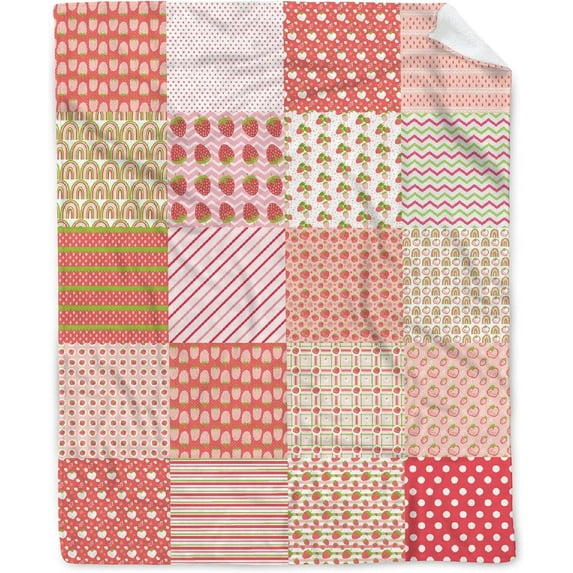 Yibo Strawberry Cartoon Blanket Flannel Soft and Comfortable Anti-static Bed Sofa Blanket