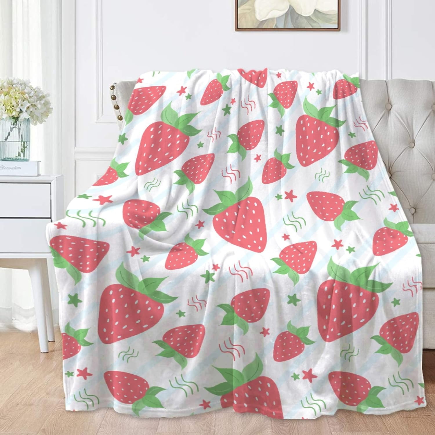 Strawberry Dreams Bright Birch Hooded Blanket