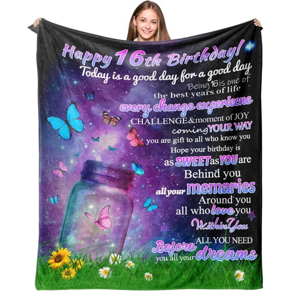 Yibo Sweet 15th Birthday Gifts for Girls, Gifts Blanket for 15 Year Old Girl, 15 Birthday Decorations,s for Girls from Mom, 15th Birthday Blanket