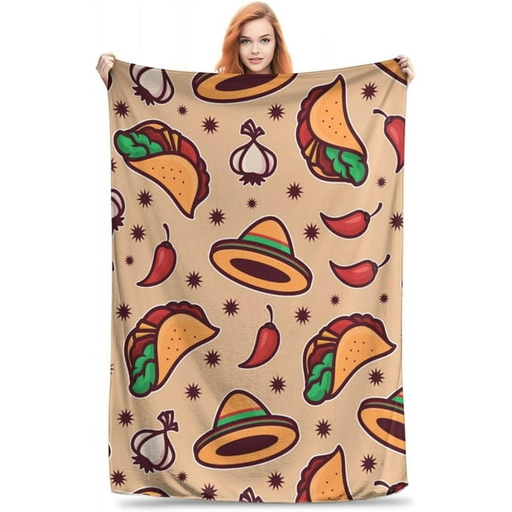 Yibo Taco Girl Blanket Flannel Soft and Comfortable Anti-static Bed Sofa Blanket