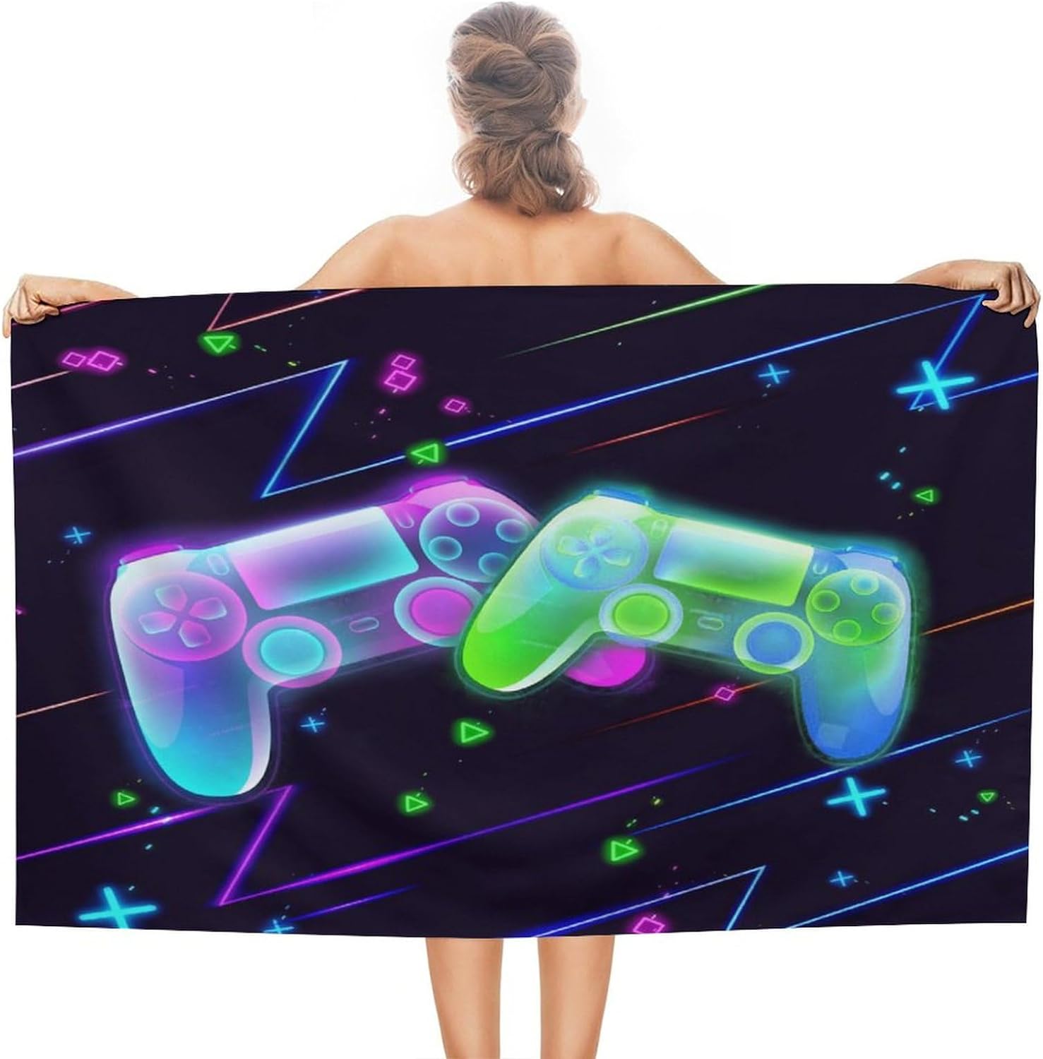 Yibo Teens Colorful Gamer Gaming Beach Towels Video Games Tie Dye