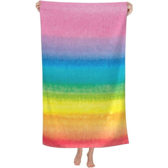 Yibo Towel Rainbow Pattern Bath Towel Quick Dry Pool Towel Ultra Absorbent Towel Lightweight for Bathroom Outdoor Swimming