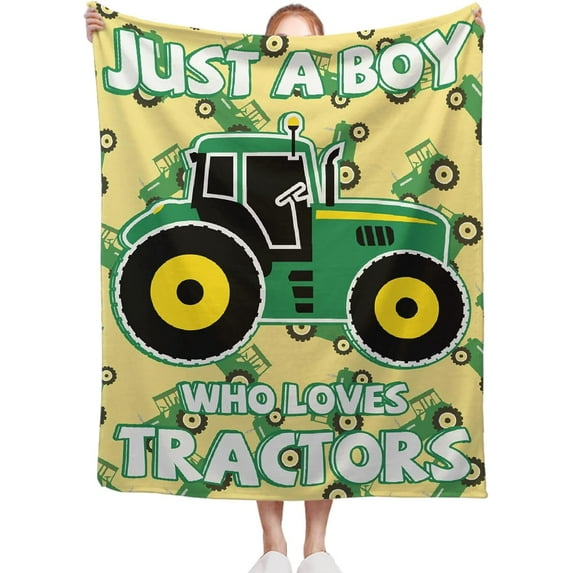 Yibo Tractor Blanket Just A Girl Who Loves Tractors Gift for Boy Girl Kid Tractor Lover Soft Cozy Plush Lightweight Fleece Flannel Throw for Couch Travel Yibo for Small Pet/Stroller