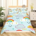 thumbnail image 1 of Yibo Valentines Day Floral Rainbow Boho Love Heart Rainbow Duvet Cover - Premium Polyester Duvet Cover with Zipper Closure, 3 Piece Set, Includes 1 Duvet Cover and 2 Pillow Cases, No Comforter, 1 of 6