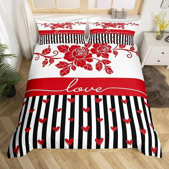 Yibo Valentines Day Gifts Cute Pink Gnomes Duvet Cover - Premium Polyester Duvet Cover with Zipper Closure, 3 Piece Set, Includes 1 Duvet Cover and 2 Pillow Cases, No Comforter