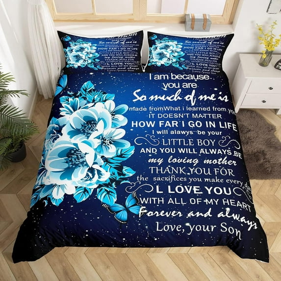 Yibo Valentines Day Romatic Anniversary Duvet Cover - Premium Polyester Duvet Cover with Zipper Closure, 3 Piece Set, Includes 1 Duvet Cover and 2 Pillow Cases, No Comforter