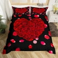 thumbnail image 1 of Yibo Valentines Day Rose Floral Duvet Cover - Premium Polyester Duvet Cover with Zipper Closure, 3 Piece Set, Includes 1 Duvet Cover and 2 Pillow Cases, No Comforter, 1 of 7