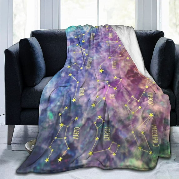 Yibo Throw Blanket Flannel Constellations Blanket Warm Soft 12 Horoscope Astrology Throw Blankets Constellation Theme Home Decor