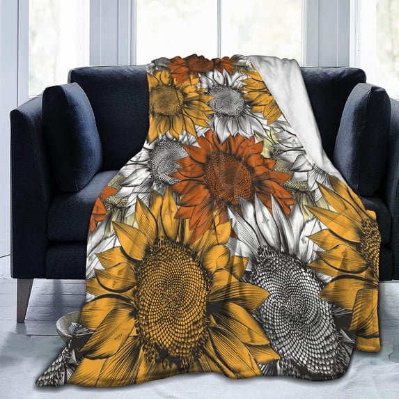 Yibo for Sunflower Flannel Blanket Decorative Floral Sunflower Flower Soft Throw Blankets for Bed Sofa Couch Chair Decor All Season Gifts