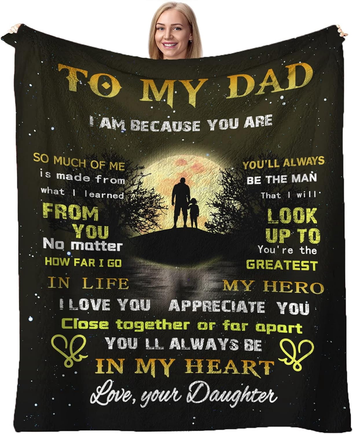 Couverture Personnalisée "To My Daughter" - Plusieurs Tailles (76x100cm à 150x200cm) - Cadeau Père/fille