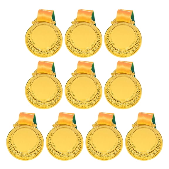 Yibooy 10Pcs Gold Medals with Neck Ribbon Competition Prize Medals for Sports Games
