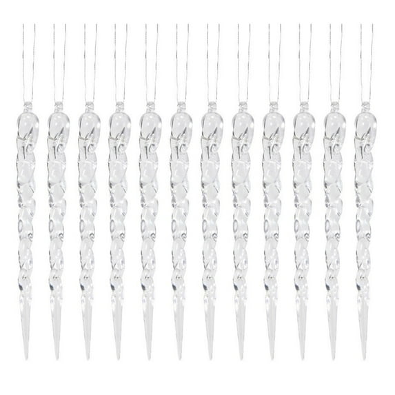 Yibooy 12Pcs Christmas Clear Crystal Twisted Icicle for Winter Party Wedding Decoration