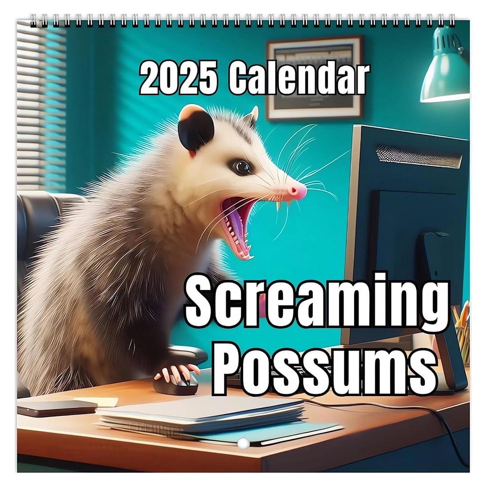 Yibooy 2025 Funny Screaming Possums Calendar 2025 Wall Calendar Paper