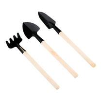 Yibooy 3Pcs Shovel Rake Spade Set Mini Garden Tools Wooden Handle for Kids (S)