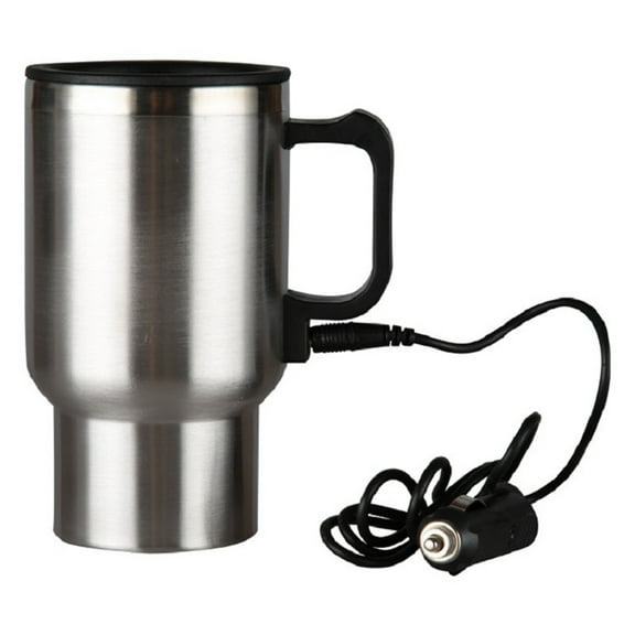 Yibooy 450ml Car Heating Cup Stainless Steel Hot Water Bottle 12V Heated Thermos Mug