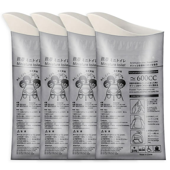 Yibooy 4Pcs Camping Pee Bags Disposable Emergency Toilet for Men Women Children Patient