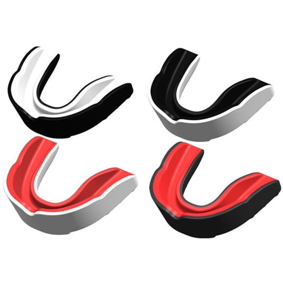 Yibooy 4Pcs Mouth Guard MMA Martial Arts Mouth Guard Mouthguard(Black White Red)