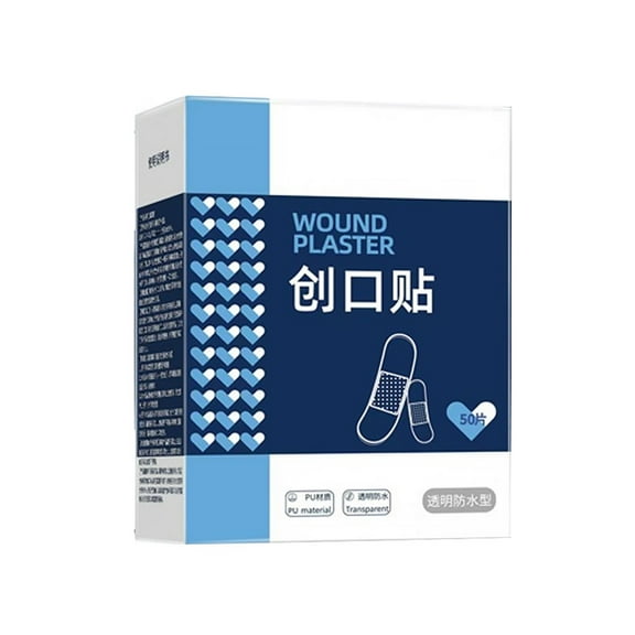 Yibooy 50Pcs PU Transparent Waterproof Band Aid Invisible Hemostasis Wound Plaster