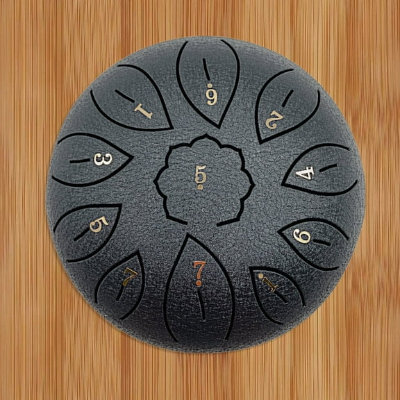 Yibooy 6 inch 11 Tune Musical Instrument Steel Tongue Drum for Beginner (Black)