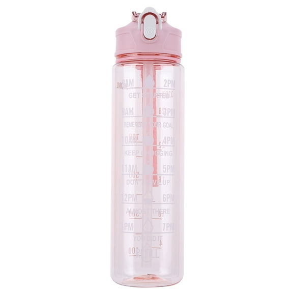 Yibooy 800ml Water Bottle Leakproof Motivational Drinking Bottle for Sports (Pink)