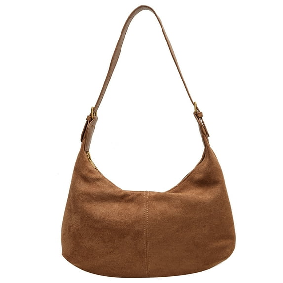 Yibooy Crescent Bag for Women with Inner Pocket Hobo Bag Zipper Handbag for Work(Brown)