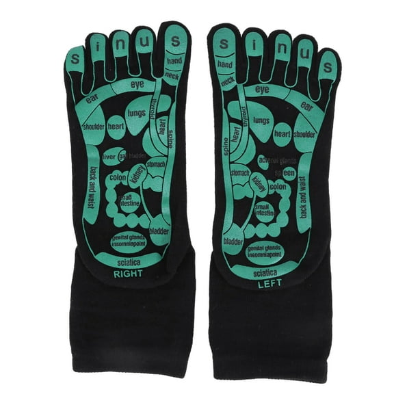 Yibooy Five Fingers Acupoint Socks Breathable Reusable for Household Spa (Black)