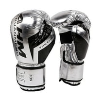 Yibooy Muay Thai Competition Gloves PU Leather Sponge Boxing Gloves ( 6OZ Silver)